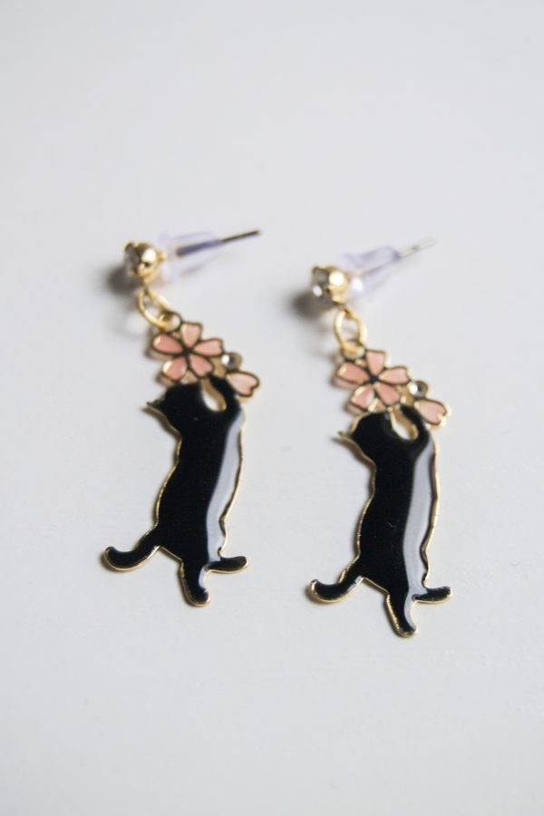 Black sakura earrings